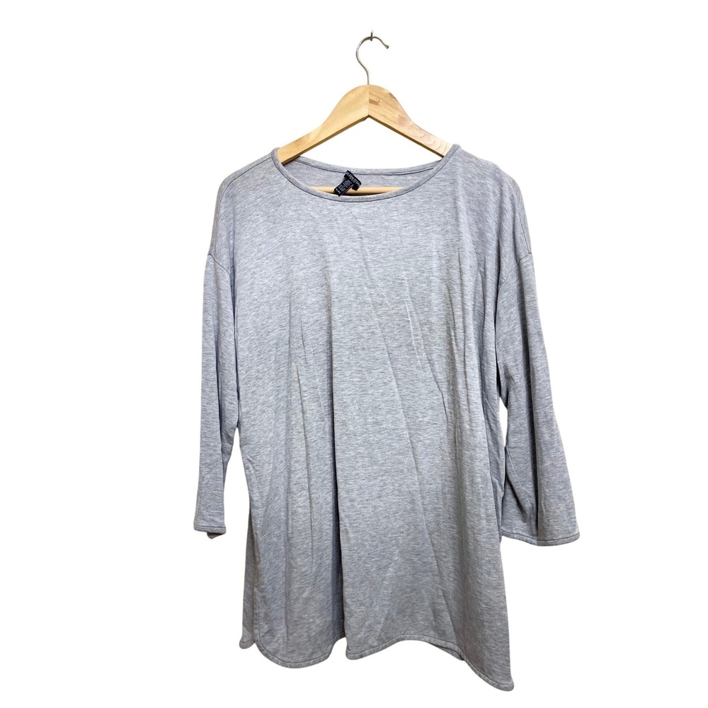 Eileen Fisher Petite Gray Tencel Lyocell Long Sleeve Tunic Top Size PL PG